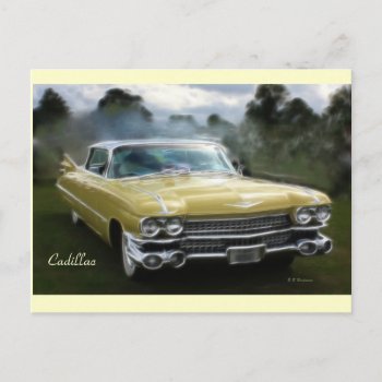 Yellow Cadillac Postcard by Rosemariesw at Zazzle