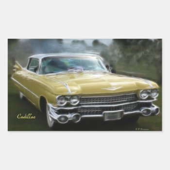 Yellow Cadillac Rectangular Sticker by Rosemariesw at Zazzle
