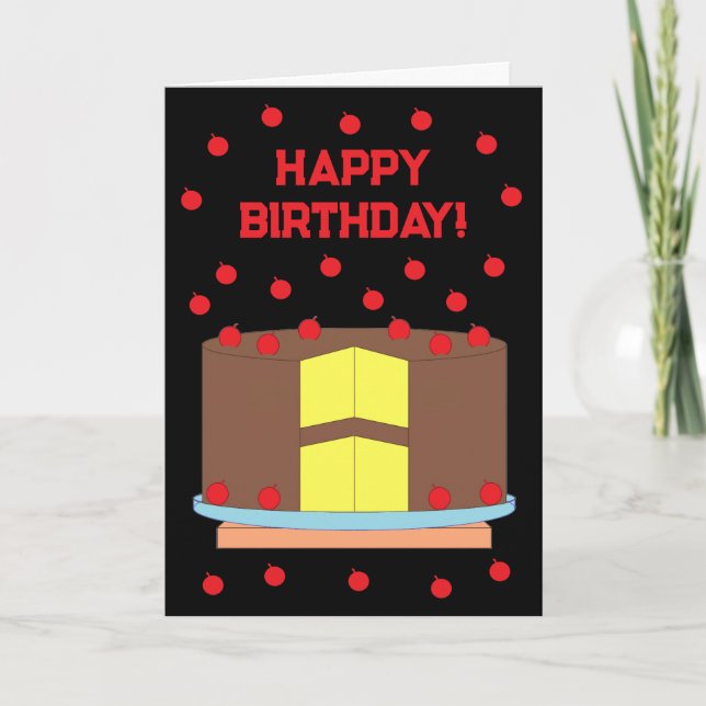 Yellow Cake & Chocolate Frosting: Black Birthday Card (Front)