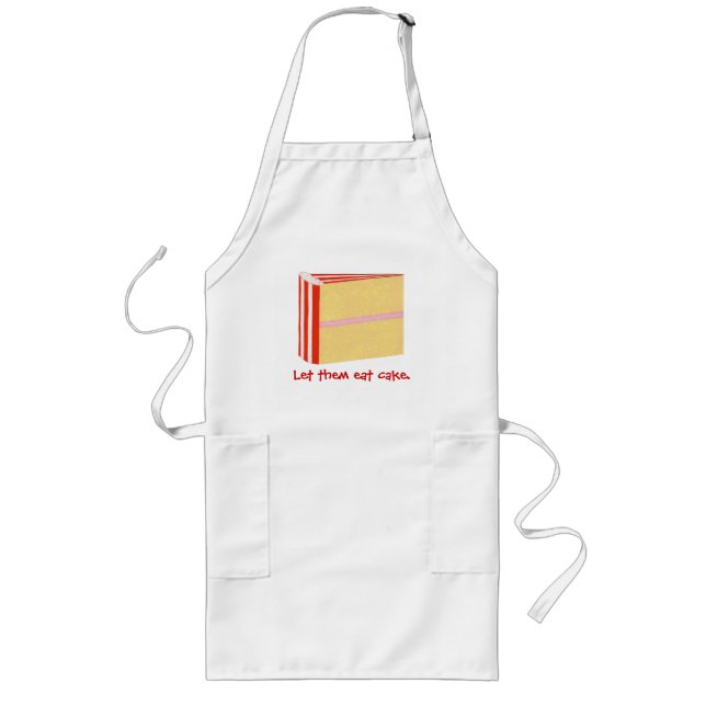 Yellow cake Red Icing Let them eat cake aprons (Front)