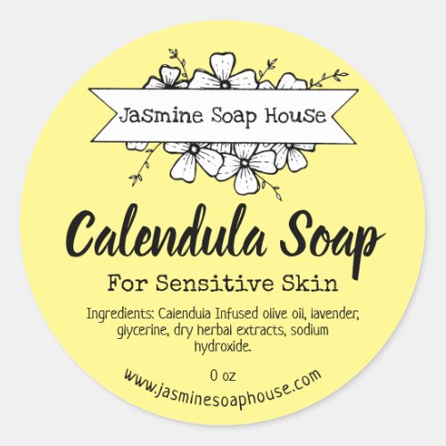 Yellow Calendula Soap Labels