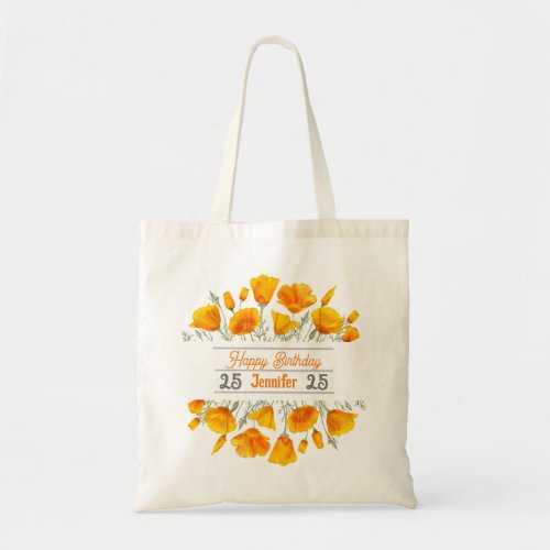 Yellow California Poppies Personalized Tote Bag