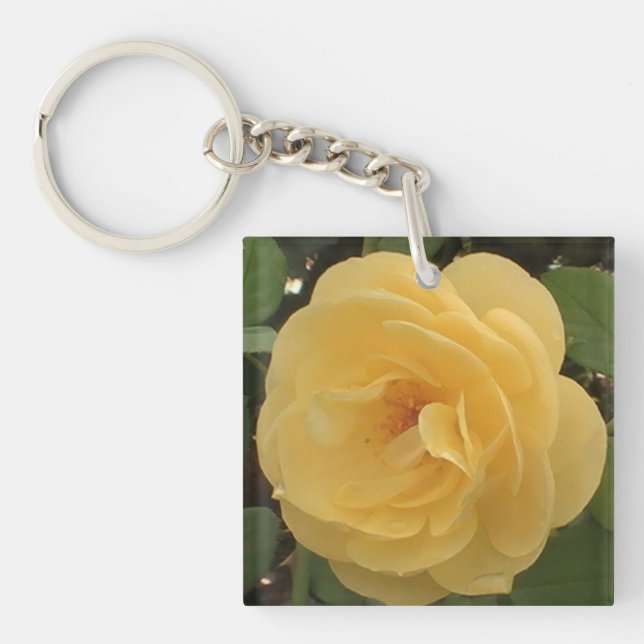 Yellow Camellia Acrylic Keychain (Front)