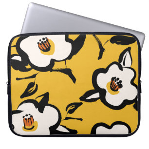 Yellow Camellia, sketchy floral vintage. Laptop Sleeve