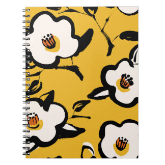 Yellow Camellia, sketchy floral vintage. Notebook