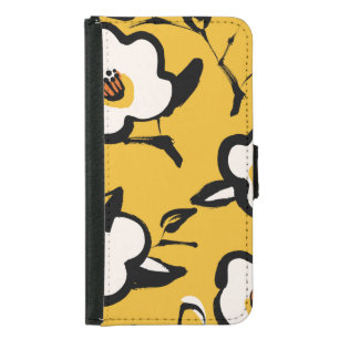 Yellow Camellia, sketchy floral vintage. Samsung Galaxy S5 Wallet Case