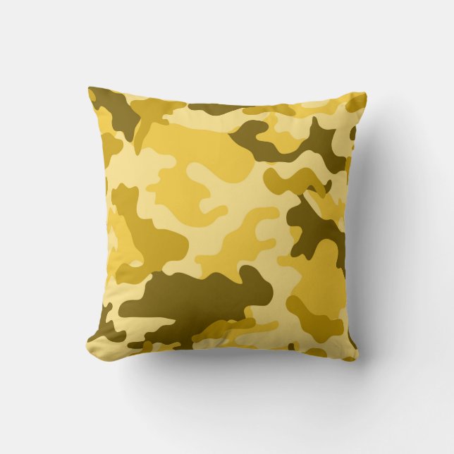 Yellow Camo Throw Pillow (Front)