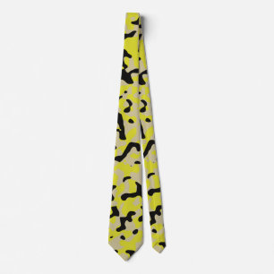 Yellow Camouflage in Beige and Grey Neck Tie
