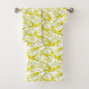 Yellow Canary Birds Bath Towel Set