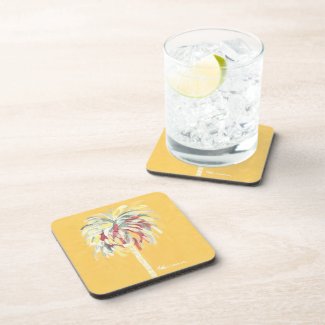 Yellow Canary Palm Tree Coaster Set of 6