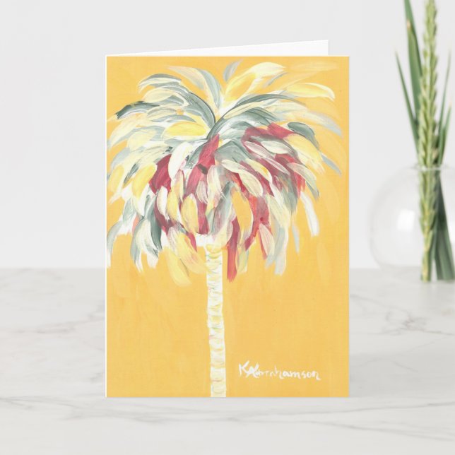Yellow Canary Palm Tree Note Card (Front)
