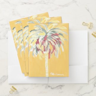 Yellow Canary Palm Tree Pocket Folder Set