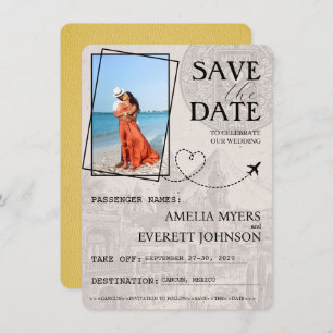 Yellow Cancun Passport Save The Date