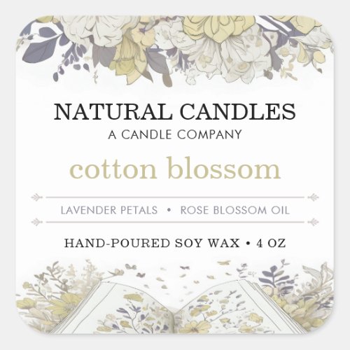 Yellow _ Candle Floral Storybook Label