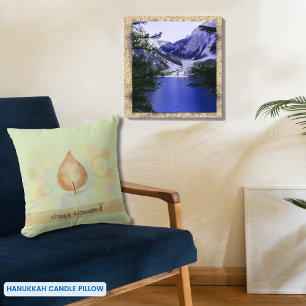 Yellow Candle light Happy Hanukkah Throw Pillow