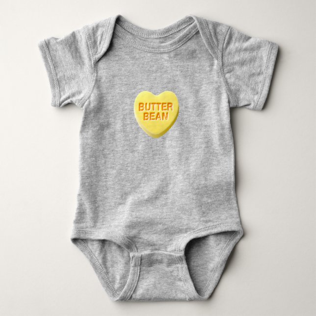 yellow candy heart butter bean baby bodysuit (Front)