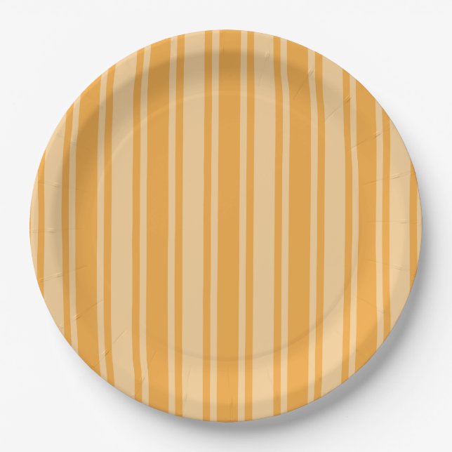 Yellow candy stripes paper plates (Front)