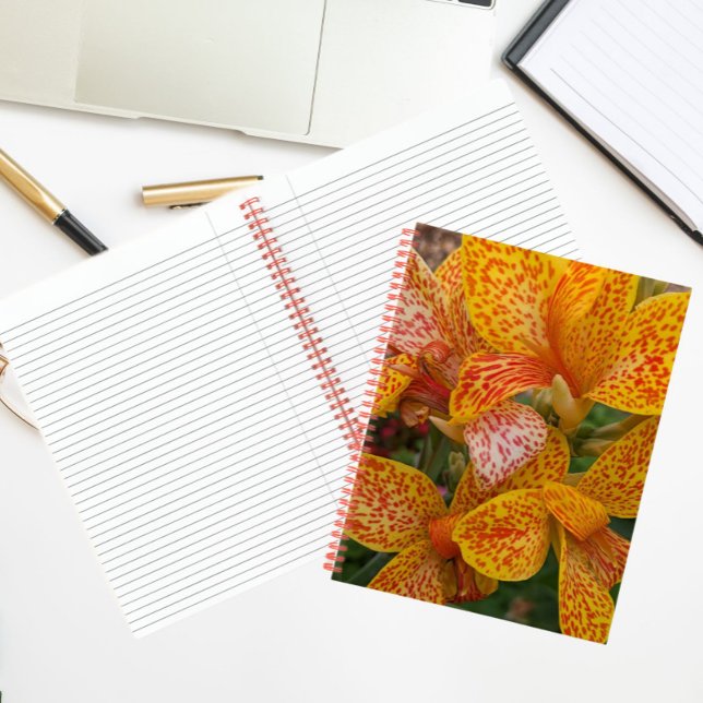 Yellow Canna Lily with Red Speckles Floral Notebook (In Situ)
