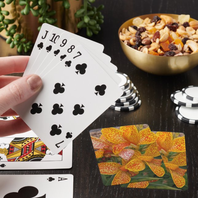 Yellow Canna Lily with Red Speckles Floral Poker Cards (In Situ)