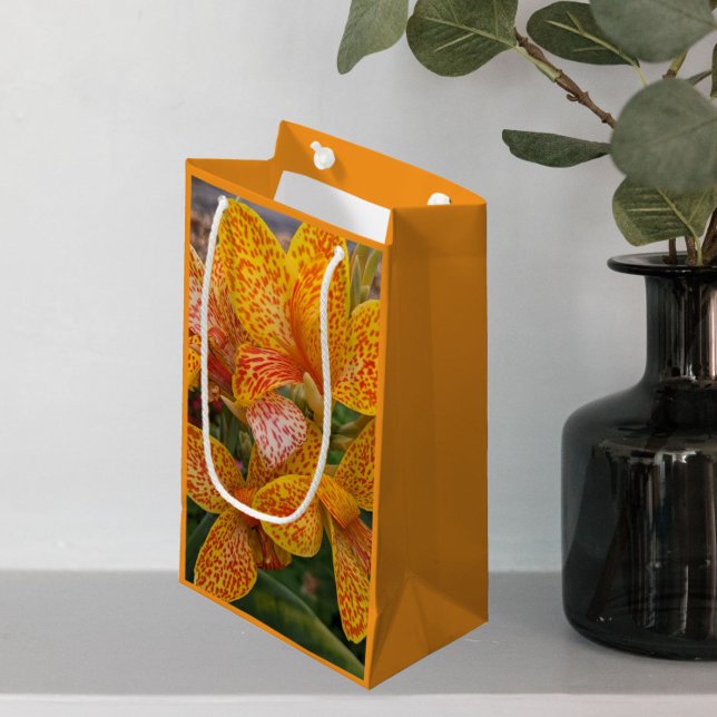 Yellow Canna Lily with Red Speckles Floral Small Gift Bag (In Situ)