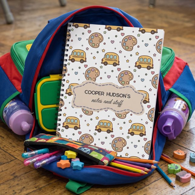 Yellow Car Back to School Boys Pattern  Notebook (Creator Uploaded)