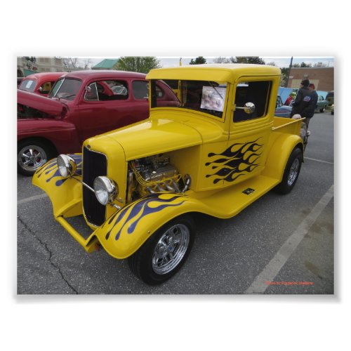 Yellow Car Black Flames Photo Print