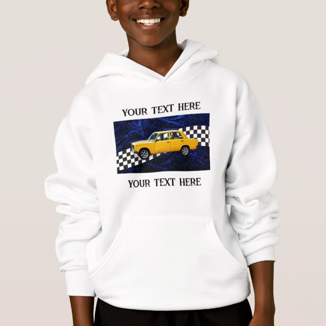 YELLOW car fan editable style  Hoodie (Front)