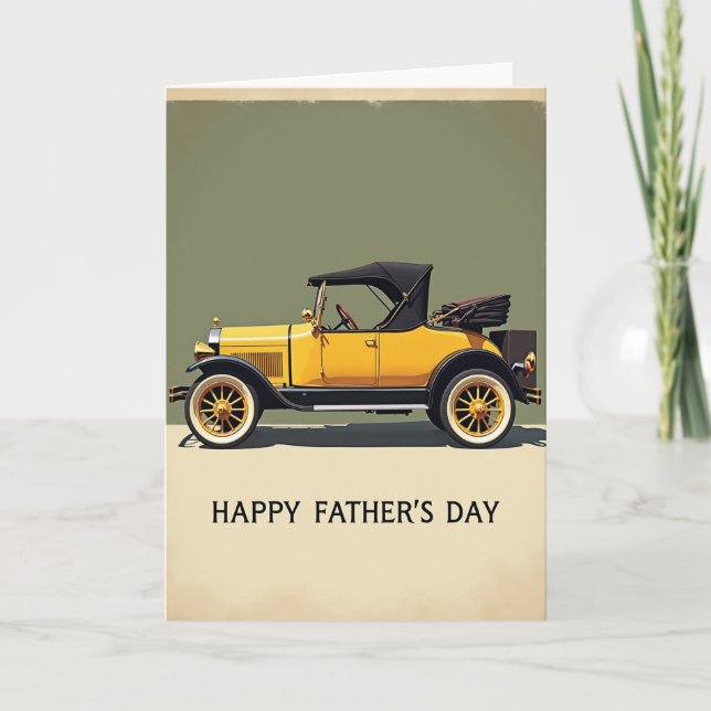 Yellow Car Fathers Day Greeting Card (Front)