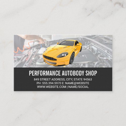 Yellow Car  Mechanic Business Card