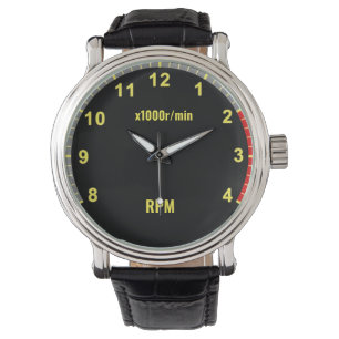 Yellow Car Tachometer Clock - Auto Mechanic Garage Watch