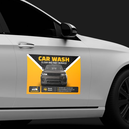 Yellow Car Wash Auto Detailing Mobile Car Wash Car Magnet