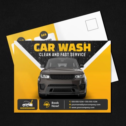 Yellow Car Wash Auto Detailing Mobile Car Wash Postcard