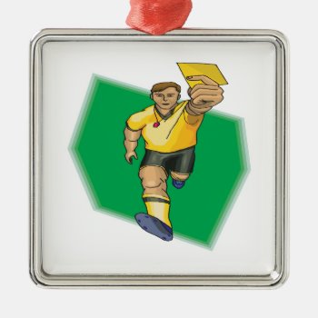 Yellow Card Metal Ornament by SportsArena at Zazzle