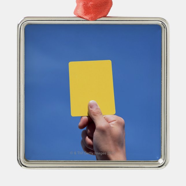 Yellow Card Metal Ornament (Front)