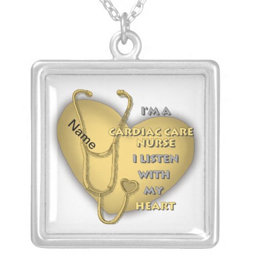 Yellow Cardiac Care Nurse custom name Necklace