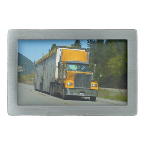 Yellow Cargo Truck  Highway Art for Lorry_lovers Belt Buckle