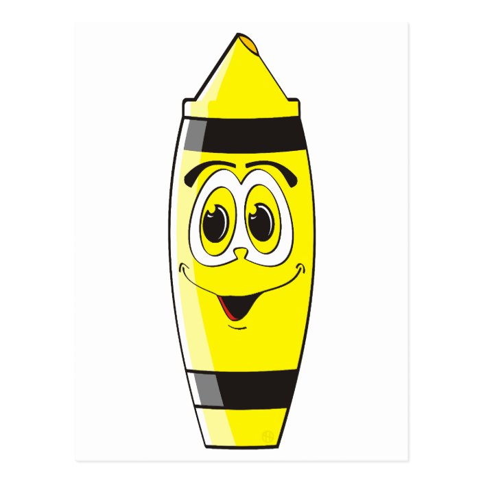 Yellow Cartoon Crayon Postcard Zazzle Com