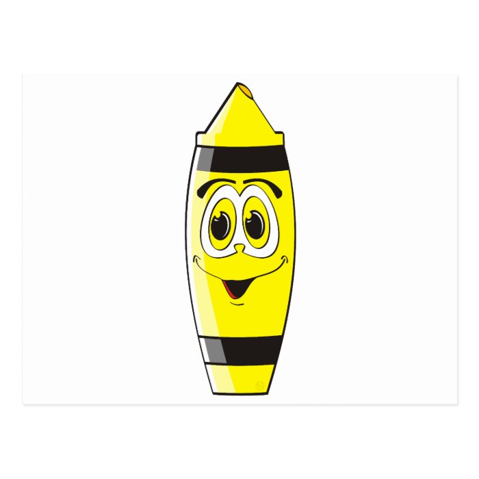 Yellow Cartoon Crayon Postcard
