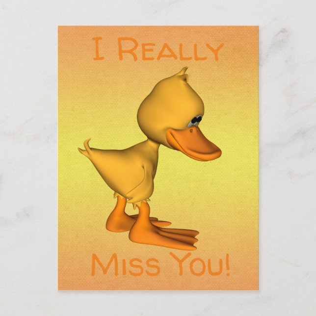 Yellow Cartoon Duck Postcard (Front)