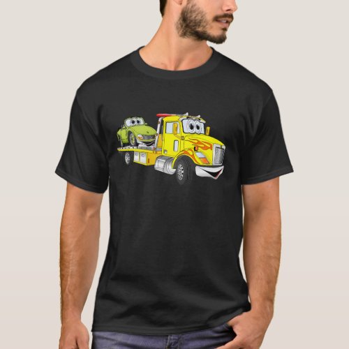 Yellow Cartoon Flatbed Tow Truck T_Shirt