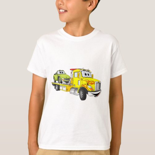 Yellow Cartoon Flatbed Tow Truck T_Shirt