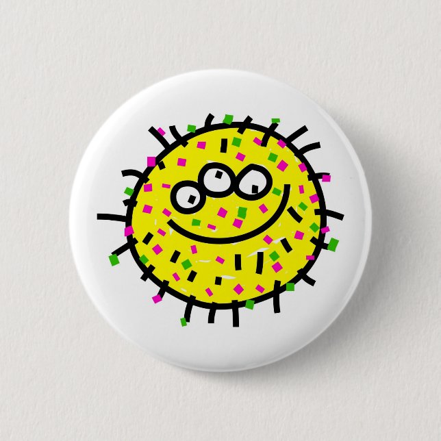 Yellow Cartoon Germ Button (Front)