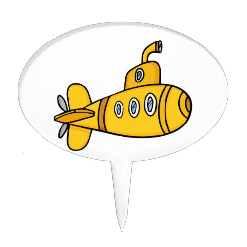 Yellow Cartoon Submarine Cake Topper