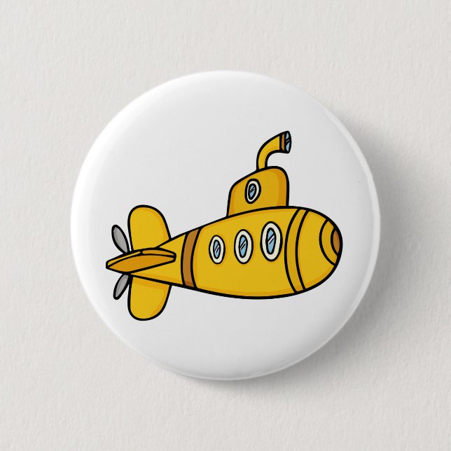 Yellow Cartoon Submarine Pinback Button (Front)