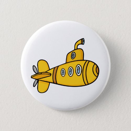 Yellow Cartoon Submarine Pinback Button