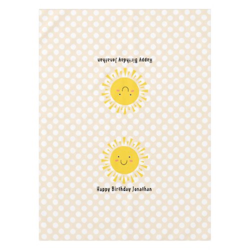 Yellow Cartoon Sun Happy Birthday Tablecloth