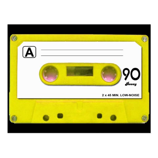 Yellow Cassette Tape Postcard | Zazzle