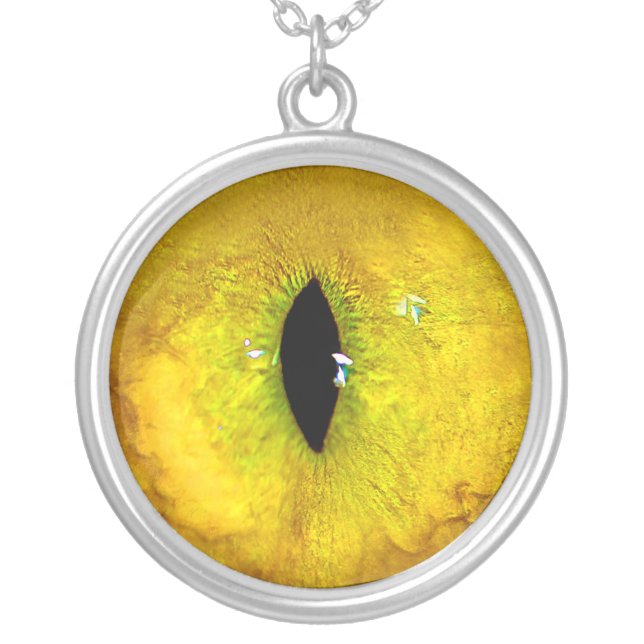 Yellow Cat Eye Silver Plated Necklace (Front)