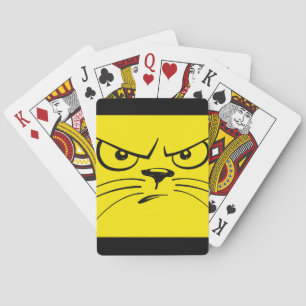 Yellow Cat Face Bicycle Playing Cards
