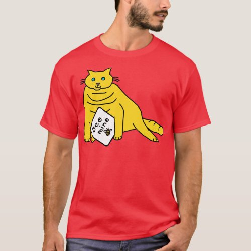 Yellow Cat says Bee Mine on Valentines Day T_Shirt